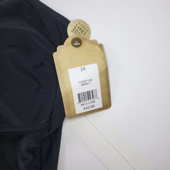 Black Women's Tankini Swimsuit 3X Plus Size Swim Shorts True Craft 2 Piece Suit - Picture 7 of 15